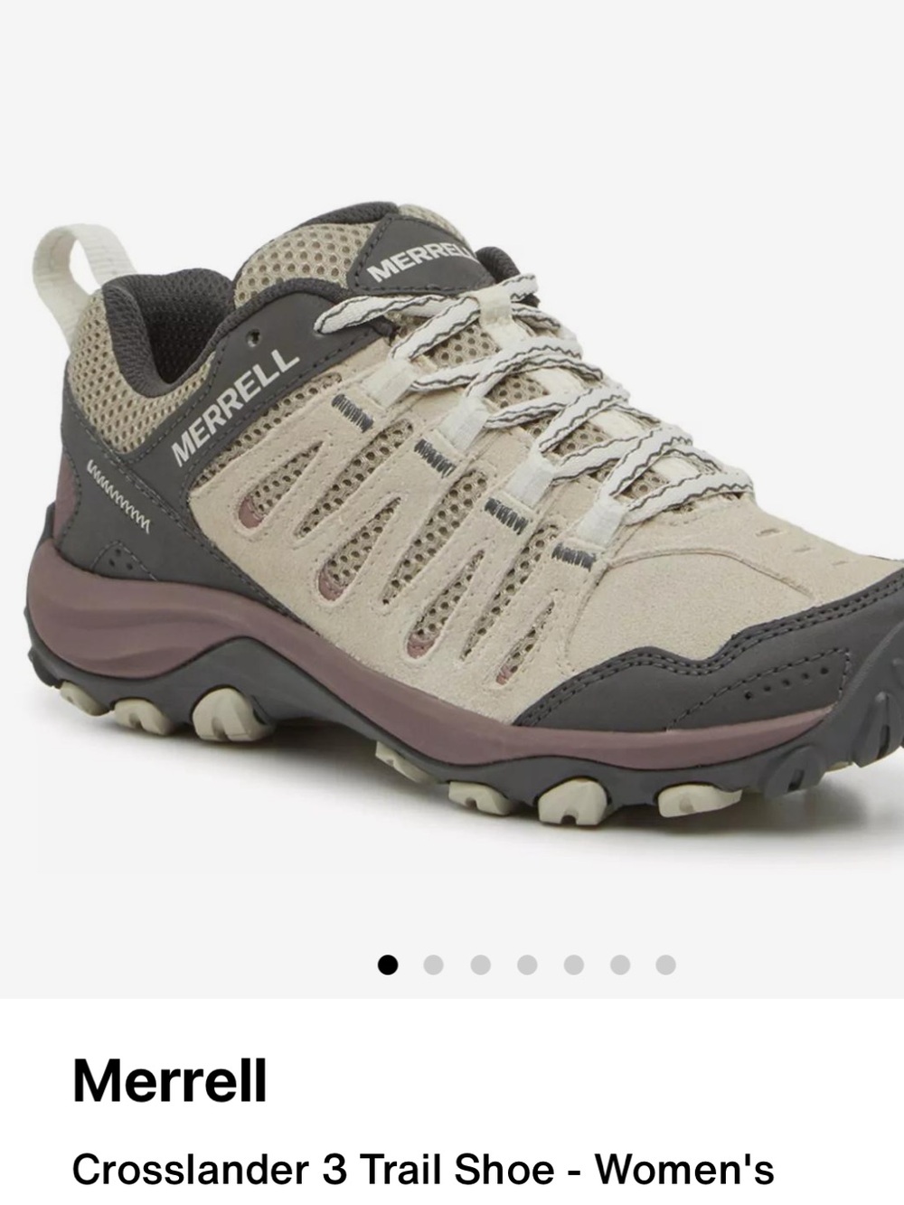 Merrell Crosslander 3 Women's Trail Shoe - Beige, Gray & purple Accent